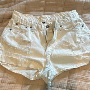 Carmar White Jean Shorts High-Waisted Distressed